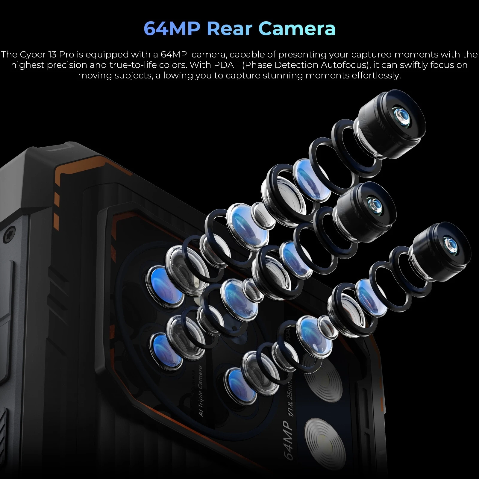 HOTWAV Cyber 13 Pro Android 13 Rugged12GB+256GB IP68/IP69K 6.6'' FHD+ 2K 10800mAh 64MP Camera UNISOC T619 4G NFC Cellphone