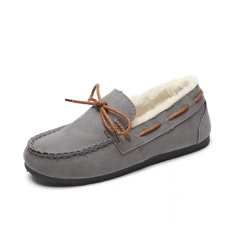 New shoes for women Winter Warm Plush Outdoor Anti-slip Casual Snow Boots Suede Shoes Comfortable Flats Loafers