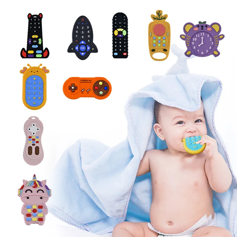 

Baby Teether TV Remote Control Shape Silicone Teether for Rodent Gum Pain Teething Toy Kids Sensory Educational Toy Baby Toy