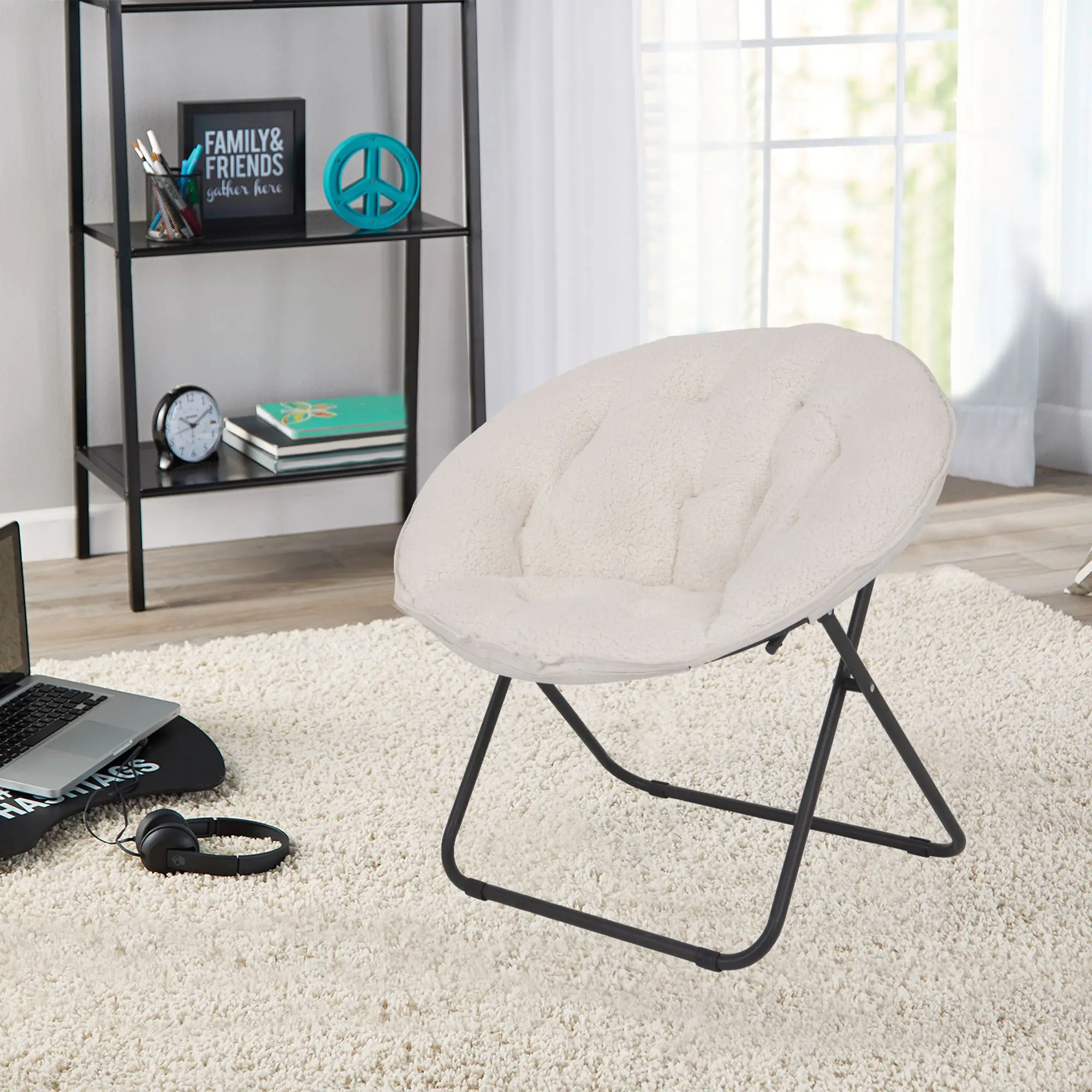 

Folding Chair, Off-White Multiple Colors Furniture Modern Leisure Chair Sofa Chair Household Products