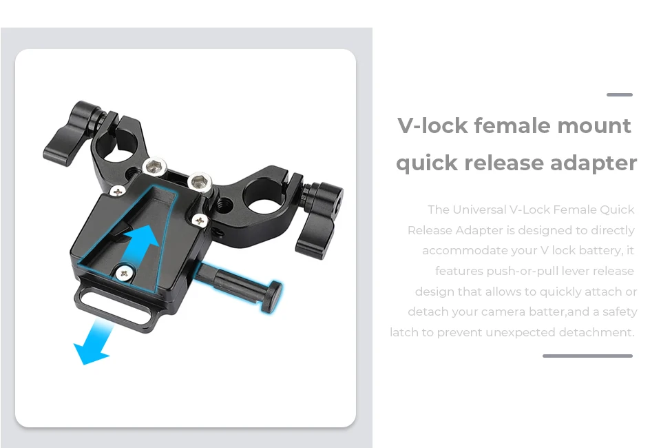 Universal V-Lock Female Quick Release Adapter With Standard 15mm Railblock Rod H
