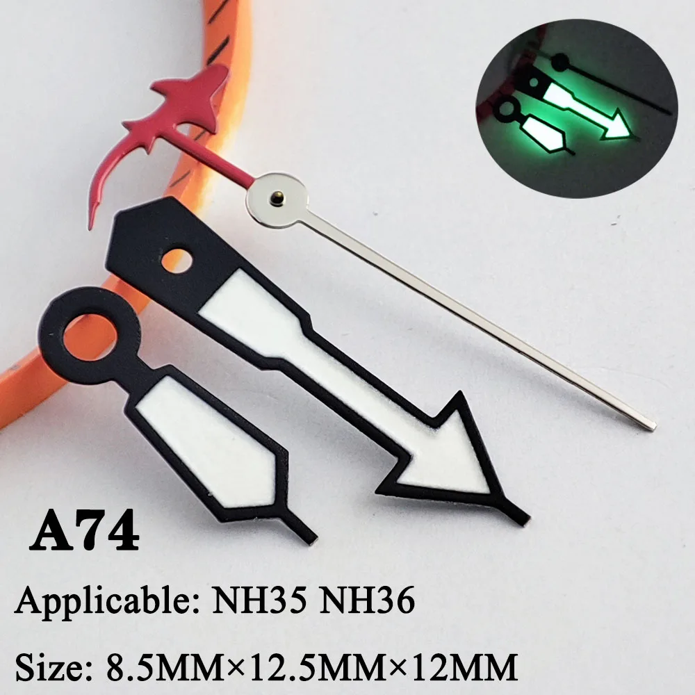 

NH35 стрелка Серебряная игла зеленые светящиеся часы аксессуары, подходит для NH35 секундные стрелки NH36 механизм AA8