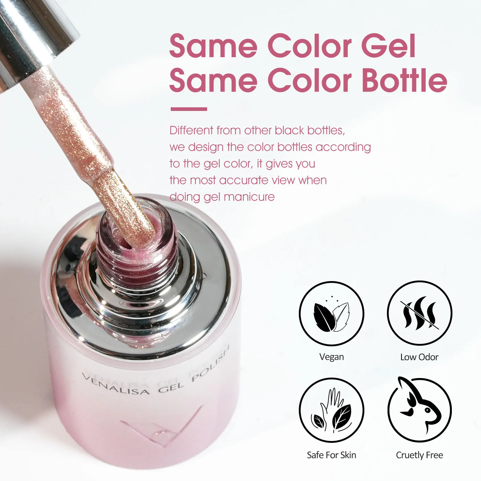 Venalisa 10ml Glitzer-Diamant-Flash-Katzenaugen-Gel-Nagellack-Set HEMA/TPO-frei, ablösbar, UV/LED, magnetische Farbkarte, Nagelspitzen-Gel-Set – Detail 9