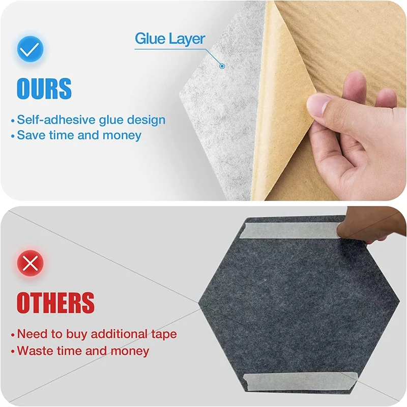12Pcs Self-Adhesive Sound Proof Foam Acoustic Panels Reduce Noise And Eliminate Echoes 12X10X0.4In Hexagonal ,Silver Gray