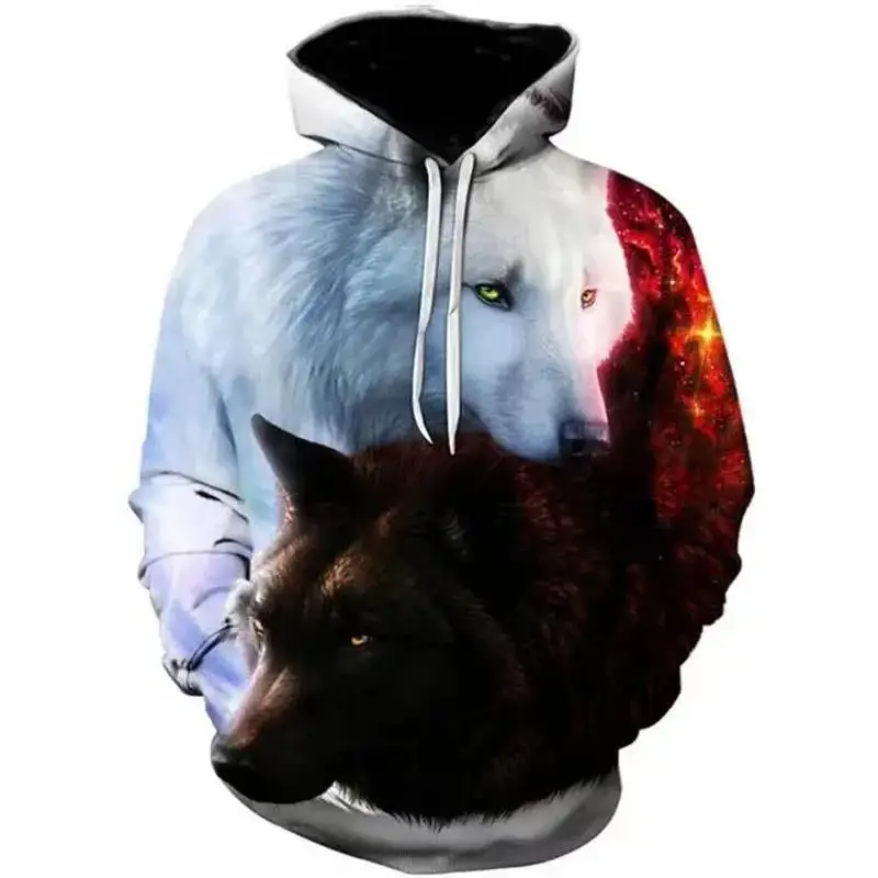 thumbnail image 1 of Sudadera con capucha para hombre con estampado 3D de lobo amante de la moda de otoño 2023, sudadera holgada de otoño, marca divertida de calle, 1 of 4
