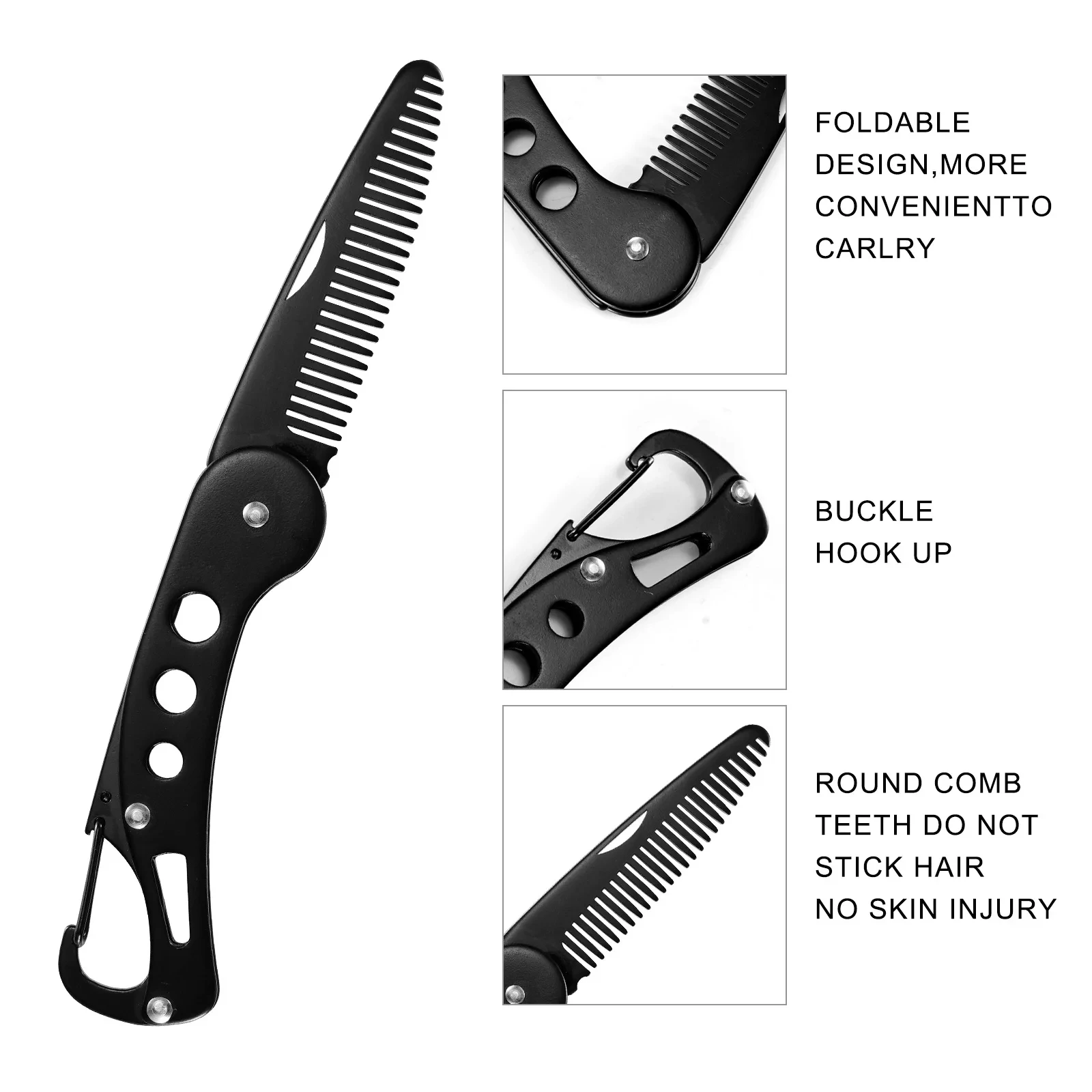Metal Folding Beard Comb Beard Growth Essential Oilrosemary Facial Hair Growth Liquid Man Modifier Styling Toolproduct