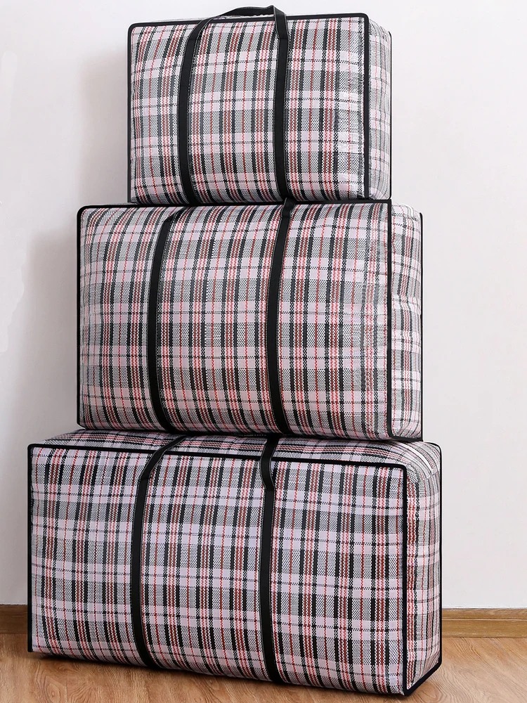 1PC foldable large capacity woven bag cotton quilt storage bag moving bag clothing storage mobile box replacement 2