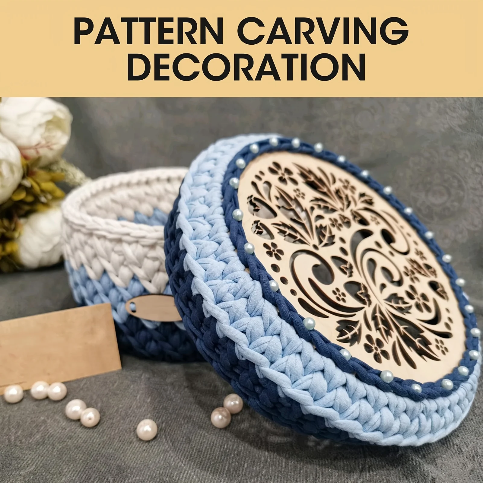 Apricot crochet basket base plate, DIY hand-woven supplies, used to make woven baskets, wooden crochet accessories