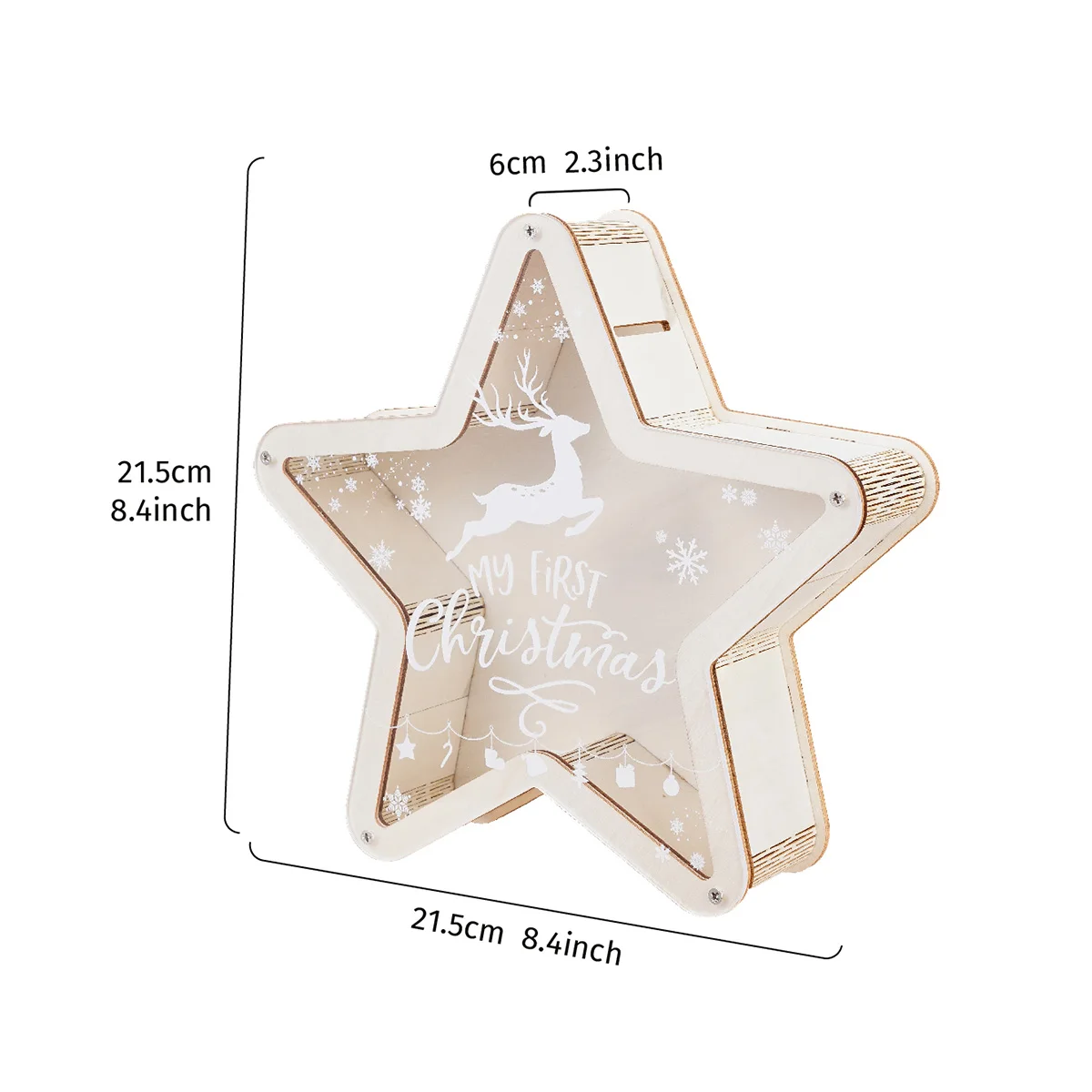 1PC, five-pointed star-shaped Christmas deer money box, Christmas decoration, suitable for Christmas decorative items and gifts