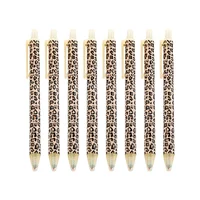 Leopard Print Retractable Ballpoint Pens – Stylish Smooth Writing Office Stationery Set, Black Ink, No Cap, Multi-Color Barrel 5