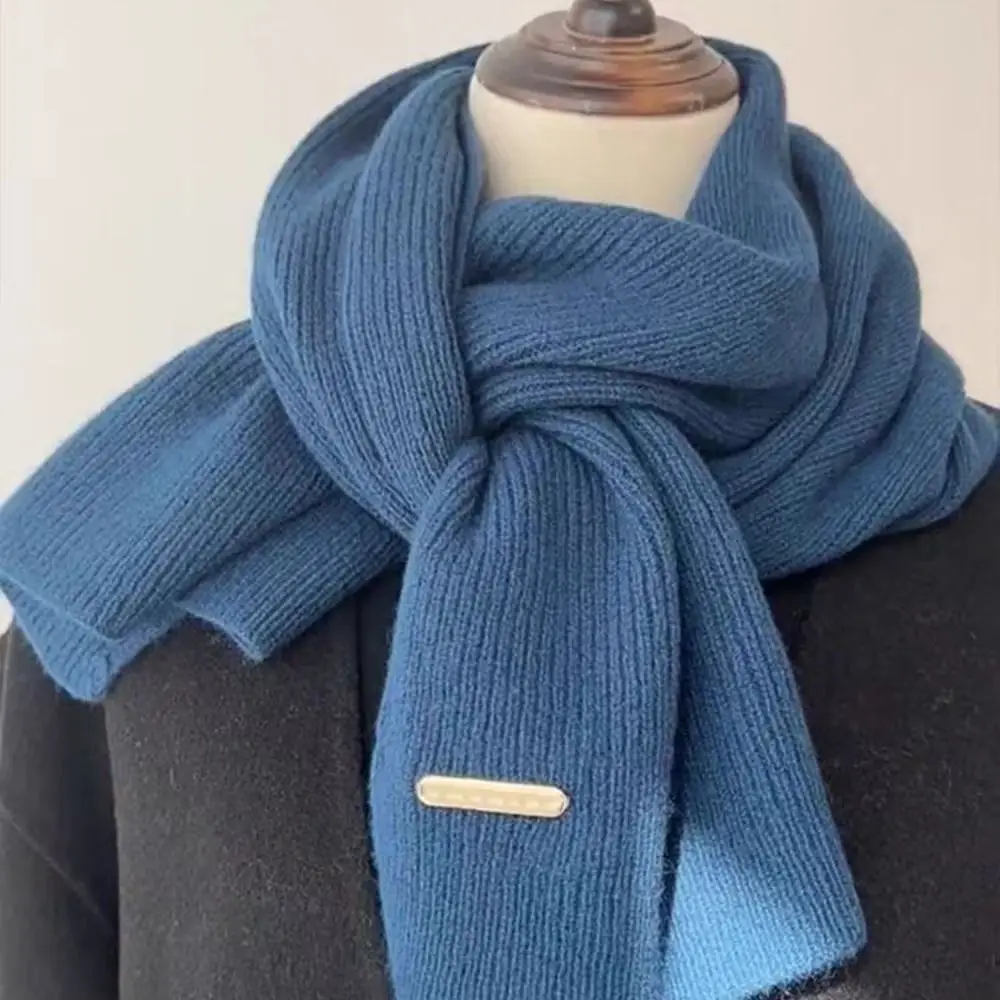 Winter Warm Solid Color Cross Scarf High Quality Woolen Knit Scarf Thicken Neckerchief Neck Guard Shawl Neck Scarf Neck Warmer