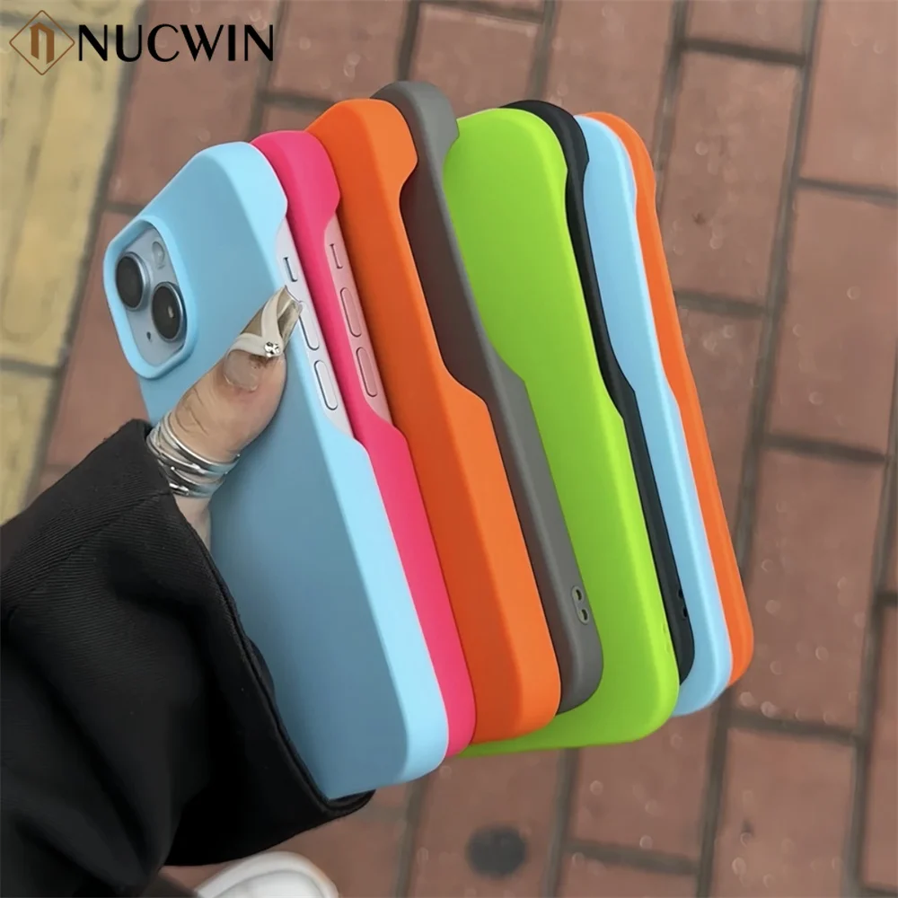 Ultra-thin Solid Colour Borderless Phone Case for iPhone 16 Pro Max 11 12 13 14 15 Pro Max Plus XR X XS Max Shockproof TPU Cover_voghion.com