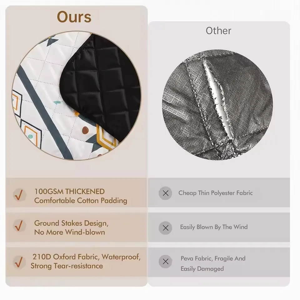 200x200CM Waterproof Picnic Blanket Large Beach Blanket Outdoor Picnic Mat Beach Mat with Carrying Handle for Travel Camping 2