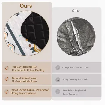 200x200CM Waterproof Picnic Blanket Large Beach Blanket Outdoor Picnic Mat Beach Mat with Carrying Handle for Travel Camping 2