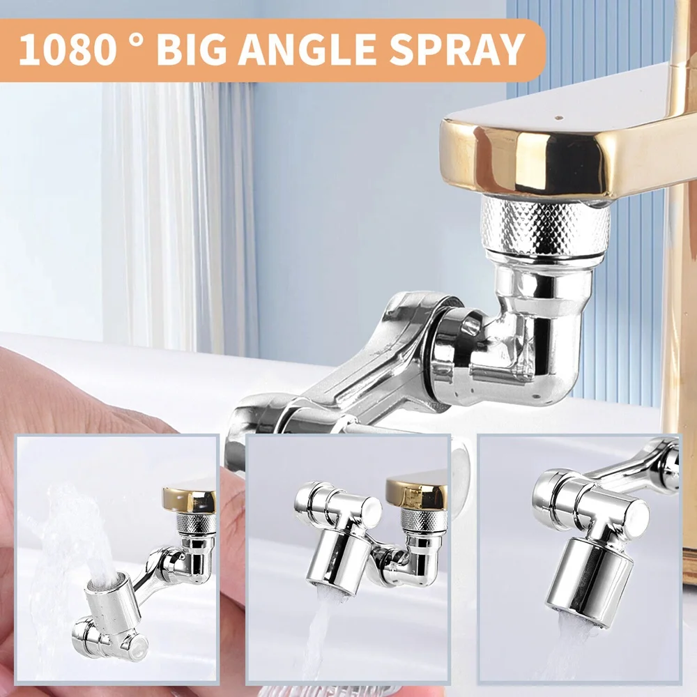 Faucet Extender Black Universal 1080&deg; Rotation Faucet Extender Plastic Dual Mode Sprayer Head Bubbler Nozzle for Kitchen Washbasin Robot Arm Tap