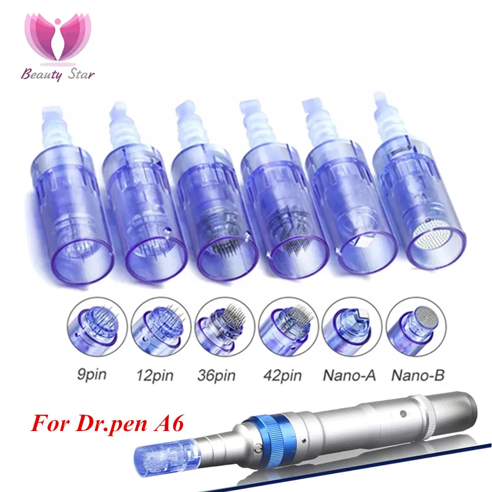 10 Pz 50 Pz Dr Pen A6 Aghi Cartucce 9 12 24 36 42Pin Nano Round Square Per Derma Microneedling Penna A6 Face Skin