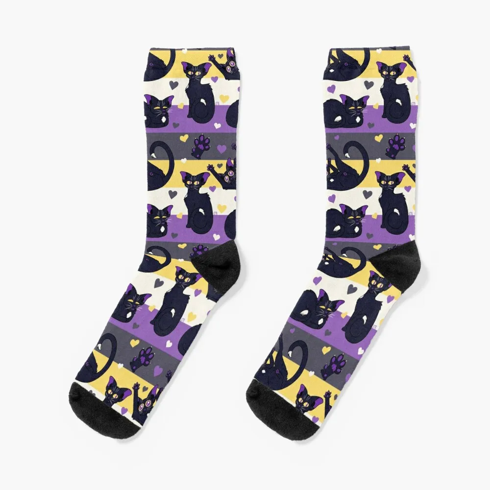 

Queer Kitties - Non Binary Socks Novelties funny gift moving stockings Socks Man Women's