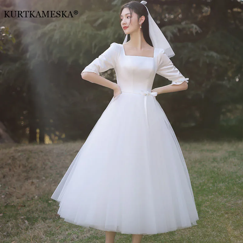 Белое-Атласное-Свадебное-платье-для-невесты-официальное-вечернее-элегантное-Сетчатое-французское-простое-платье-в-стиле-Хепберн-супер-феи-летнее-женское-платье
