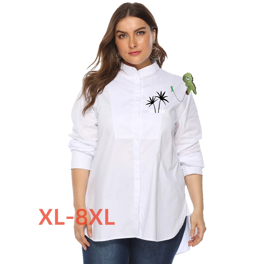 

Plus Size 4xl 5xl 6xl 7xl 8xl Women Blouses Print with Pendant Blusa Femenina Dames Blouses Lange Mouwen Blusones Sueltos