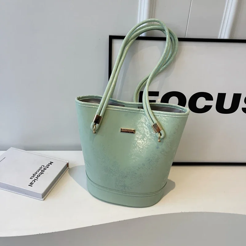 

Однотонные сумки через плечо с внутренним отделением, Тип Ведра с швейной нитью, 2024, высококачественные сумки для женщин, женские Сумки из искусственной кожи с застежкой