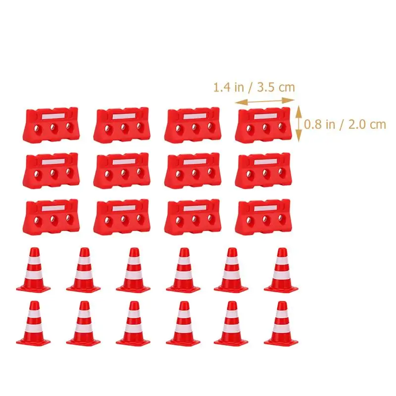 24Pcs Kids Traffic Roadblock Road Parking Cone Traffic Road Signs Playset Roadblocks Toys Plastic Warning Signs