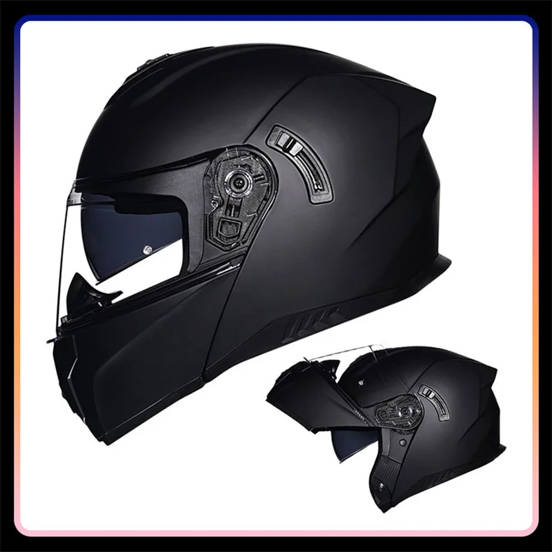 

Мотоциклетный шлем унисекс, модульный, матовый, черный, с двойным козырьком, на все сезоны