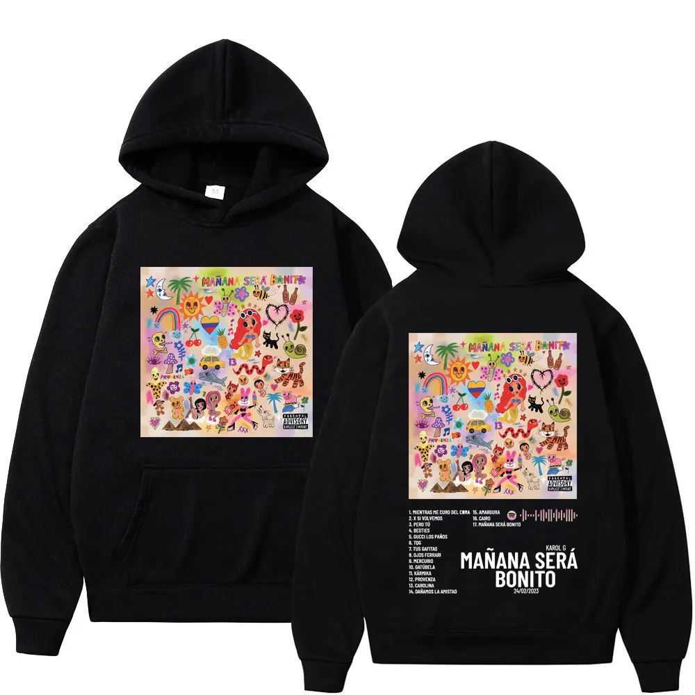 

Singer Karol G Music Album Graphic Hoodies Men's Women's Fashion Trend Hooded Sweatshirts Hip Hop Aesthetics Oversized Pullovers
