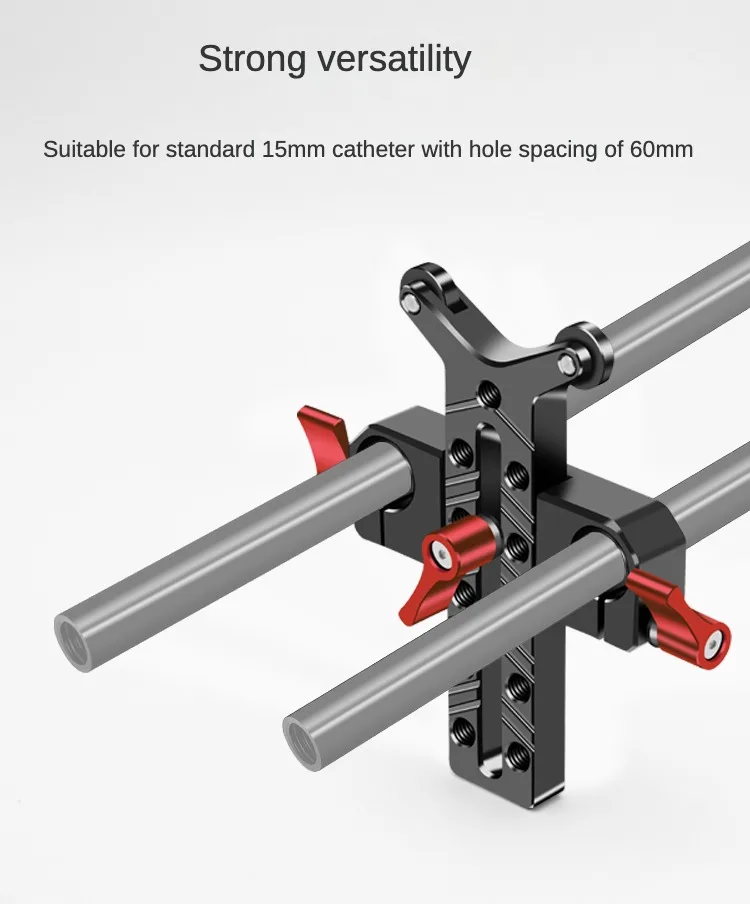 15mm Dual Rod Clamp Height Adjustable 1/4 Camera Lens Vertical Holder Telephoto