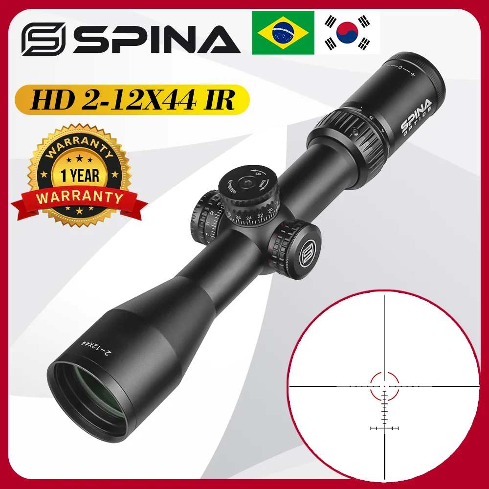 

SPINA Optics 2-12X44 SF Tactical Rifle Scope Hunting Optical Sight Glass Etched Reticle Riflescope Turret Lock Reset Scope Sight