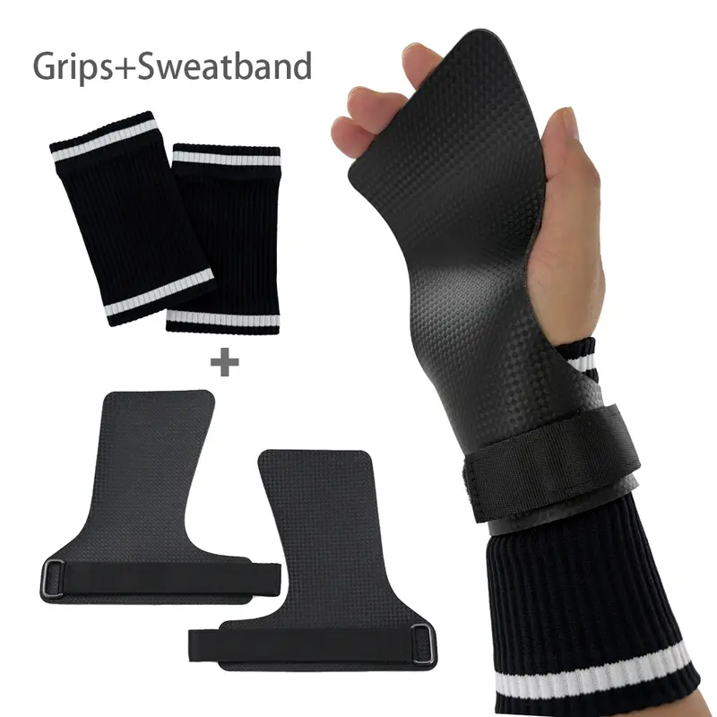 A Pair of Carbon No Finger Hole Hand Grips for Crossfit Pull Ups Cross Training Kettlebell Gymnastics Workout Palm Protector - Image 17