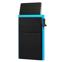 Sleek RFID Blocking Metal Wallet - Minimalist Card Holder with Secure Protection (Blue)