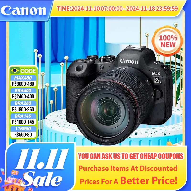 Canon EOS R6 Mark II Full-Frame Mirrorless Camera R6 with 4K Video Full-Frame CMOS Senor DIGIC X Image Processor Dual II（NEW）