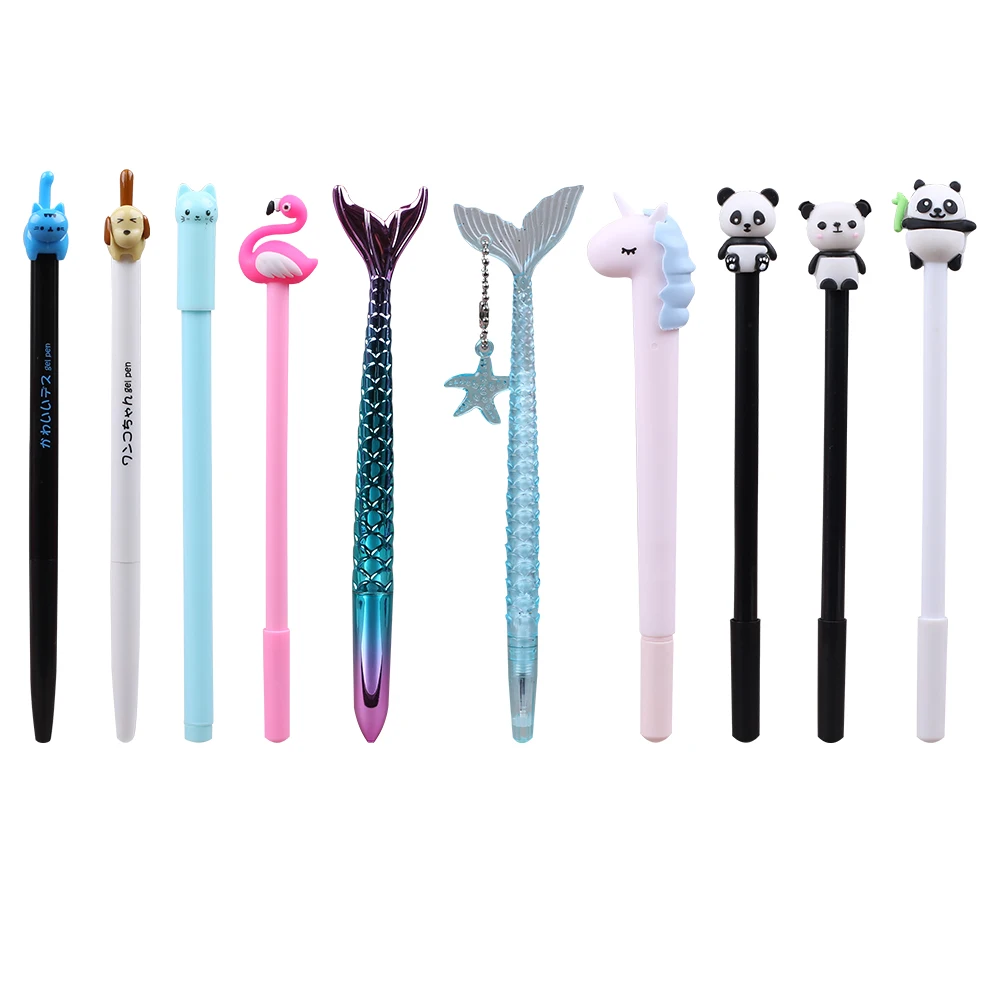 Korean Pack Fancy Cute Pens Kawaii Black Cat Pig Cactus Unicorn Girl Kids Women School Elegant Aesthetic Stationery Office Thing