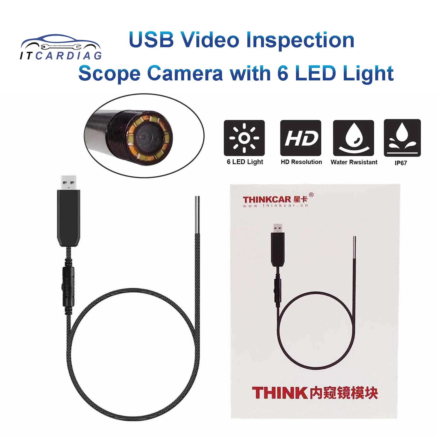 THINKCARTHINKTOOLUSBVideoInspectionScopeCamerawithLEDLightEndoscopeforAutomotive