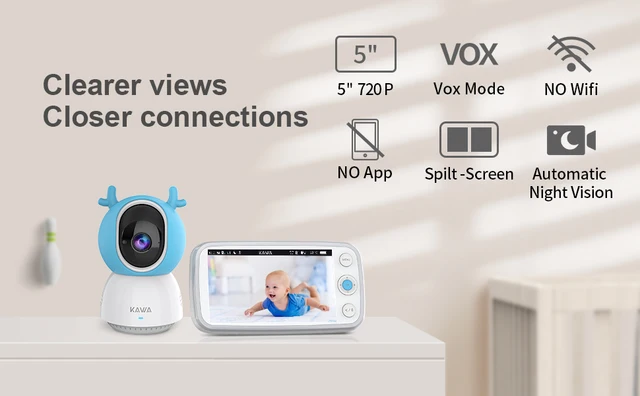 KAWA 5 Pulgadas monitores para bebés bebés vigila con camara vigilancia con  monitor de Audio y vídeo cámara inalámbrica vision nocturna de 360  Inalámbrica de Seguridad Batería de 20 Horas, Rango de 1000 Pies -  AliExpress