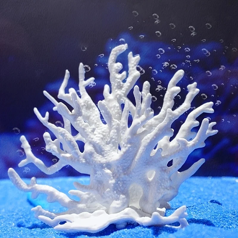 Ocean-Themed Decorative Coral Ornament - Three-Color Resin Aquarium Decor Piece