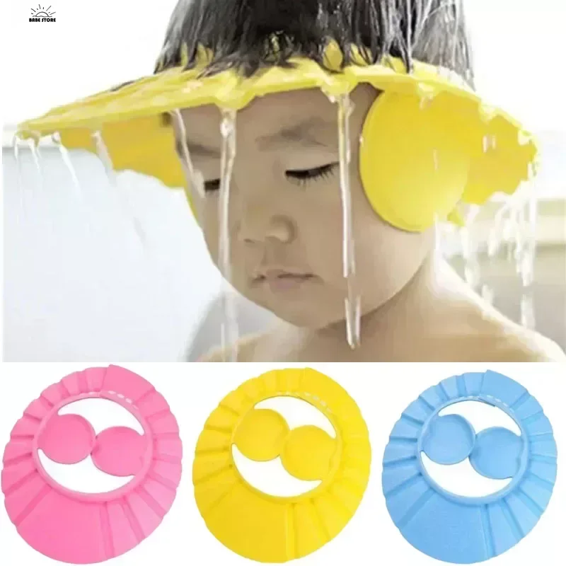 

Safe Adjustable Child Kids Waterproof Eye Protection Ear Protection Bath Visor Wash Hair Shield Shampoo Hat Baby Shower Caps