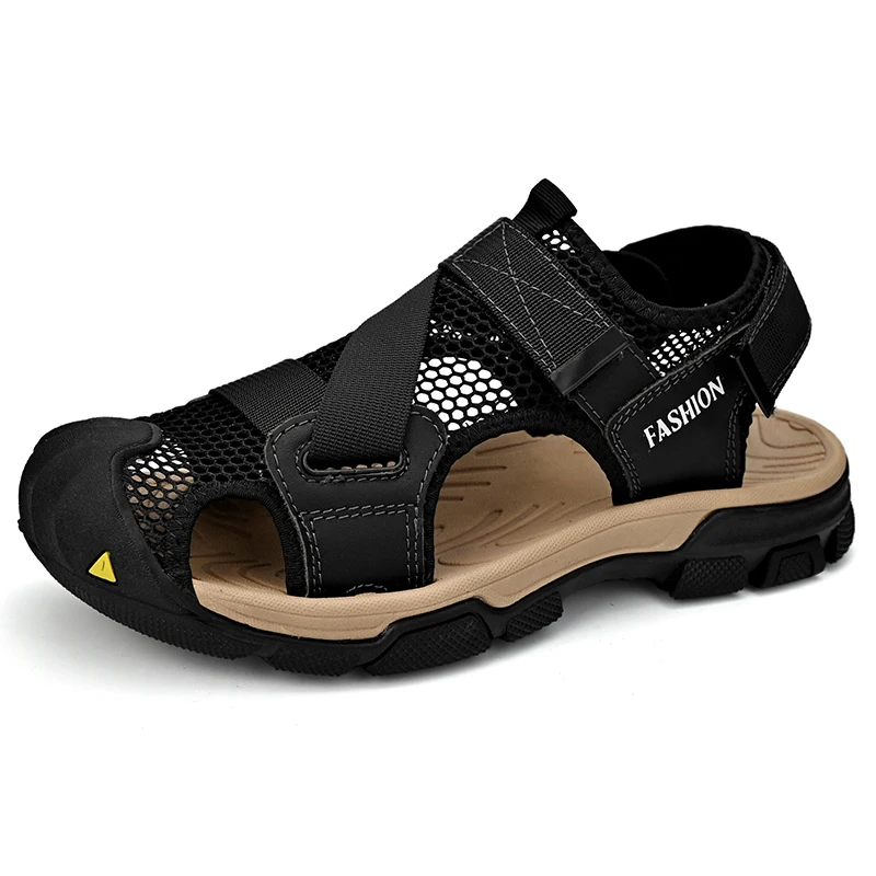 

2023 New Men Summer Genuine Leather Sandals Comfortable Casual Shoes Flats High Quality Beach Sandals Men Sandalias Hombre