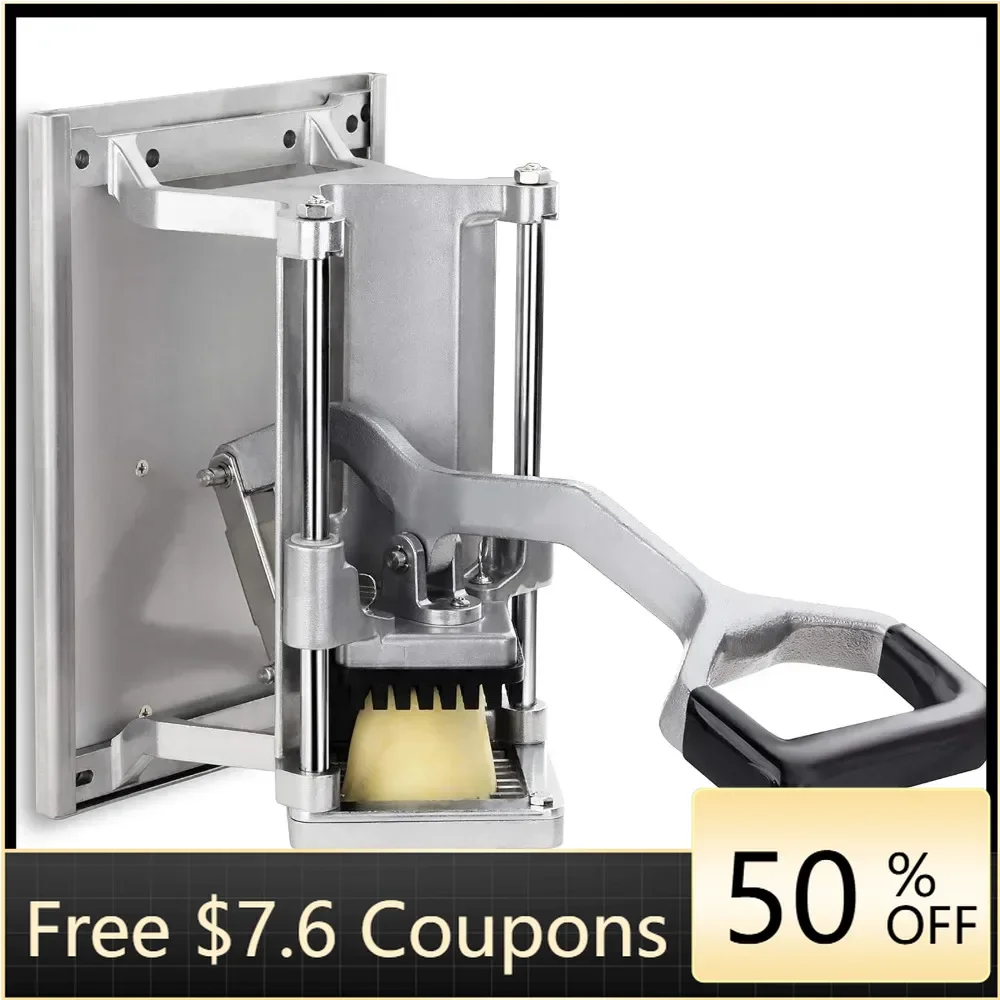 Graters,Extra Heavy Duty French Fry Cutter 3/8" with Wall Bracket, Fixed Counter or Wall Mount Silver ,Manual French Fry Cutter