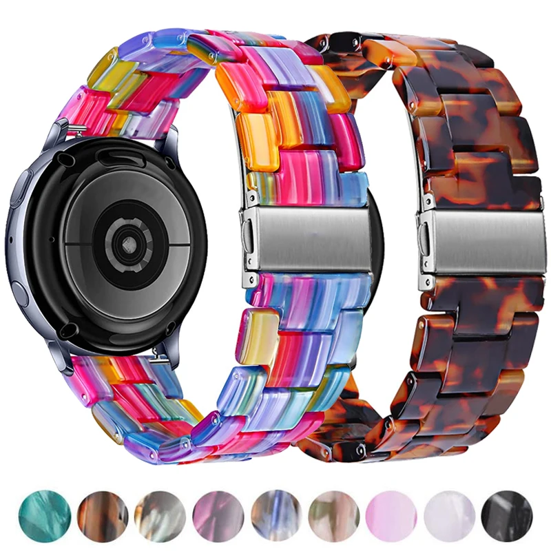 Strap for samsung galaxy watch 3 46mm active 2 40 44mm 20mm 22mm Resin Watch strap Gear S3 band replacement for huawei gt2 watch elastic strap for samsung galaxy watch 3 active 2 46mm 42mm 20mm 22mm adjustable braided 40 44mm gear s3 bracelet for huawei gt2