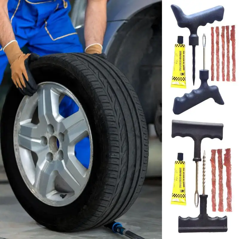 

Car Tire Repair Kit Automobile Strong Adhesion Rubber Wheel Patch Tool Multipurpose Flat Tire Repair Plug Set For Scooter Cars