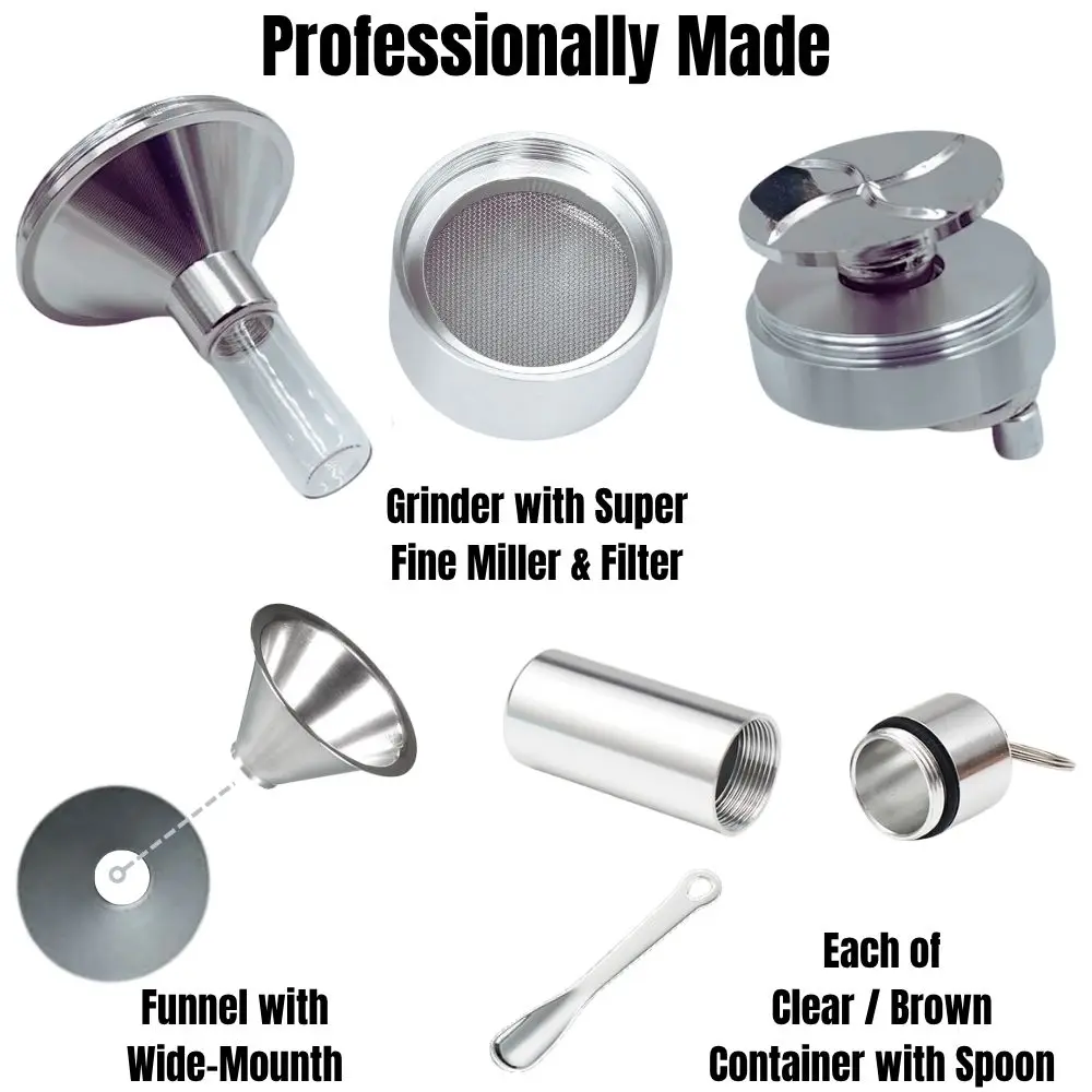 Manual Grinder Aluminum Spice Mill Fine Grinding Powder Herb Crusher with Metal Jar and Wide Mouthed Funnel Smoking Accessories - Imagen 4