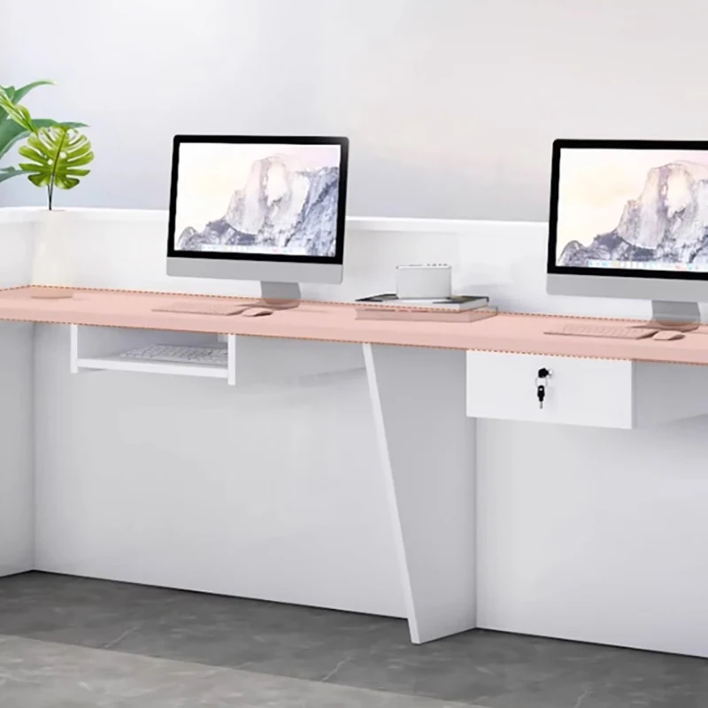 Led Beauty Reception Desks Display Aesthetic Hotel Counter Reception Desks Storage Nordic Mostrador Commercial Furniture
