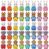 1/12 Forest Animal Reideer Small Baby Colorful Clothing Blue Cat Rabbit 8Pcs Miniature Dollhouse Model Pretend Play Kitchen Toy 2