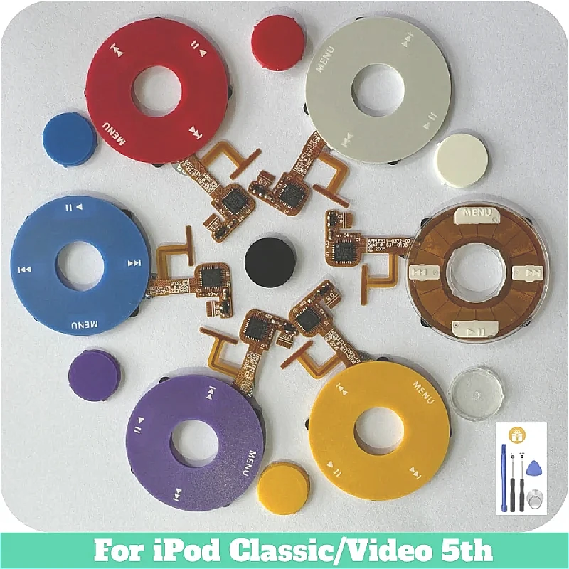 For iPod Video 5th Clickwheel Center Button Red Black White Yellow Purple Blue Transparent