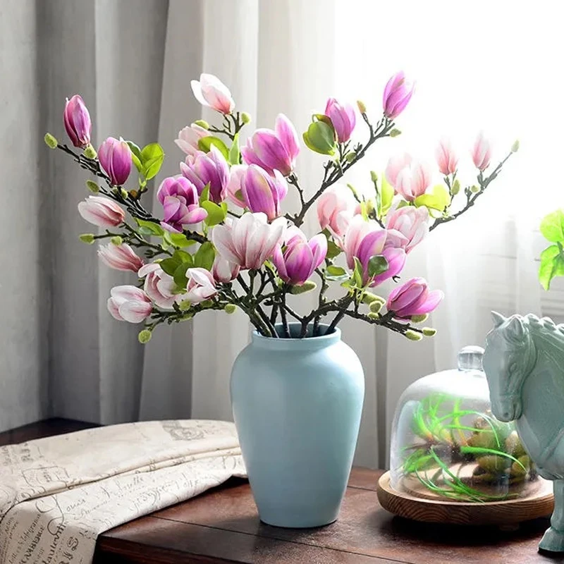 1pc Artificial Magnolia Flowers, Plastic Fake Flower Stems, Suitable For  Wedding, Party, Festival Decoration