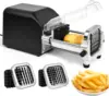 Electric French Fry Cutter, Upgrade Lid Control Version with 1/2 Inch and 3/8 Inch Blade. 300w Commercial Grade Stainless 1
