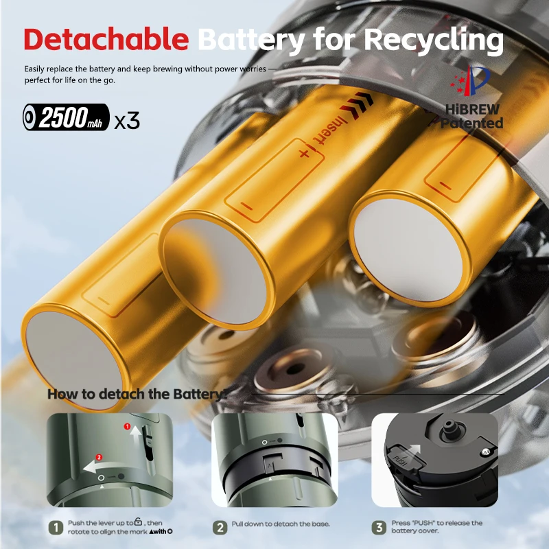 HiBREW H4C H4C ポータブルエスプレッソコーヒーマシン交換可能な