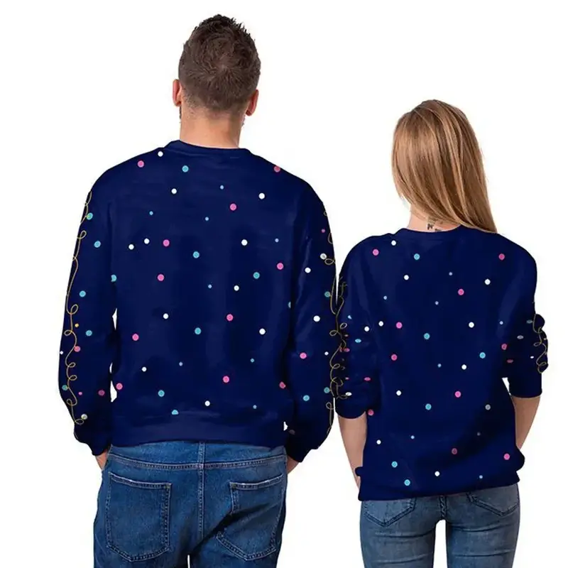 Men Women Llama Ugly Christmas Sweatshirt 3D Funny Print New Year Eve Xmas Sweater Couples Pullover Holiday Party Jumper Tops - Image 2