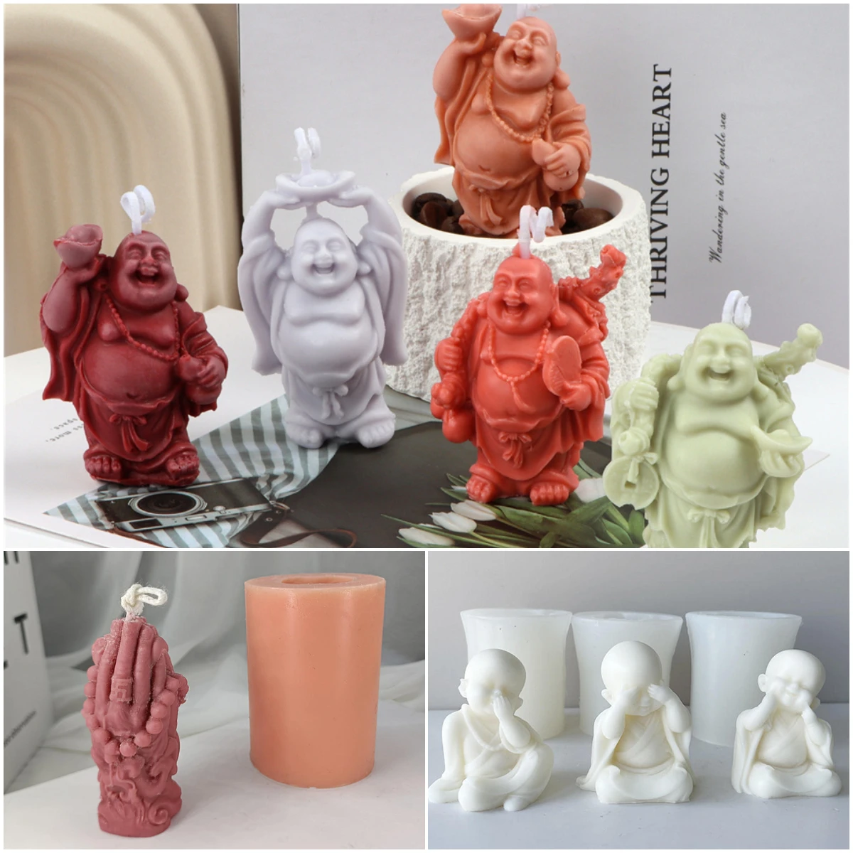 New Fat Baby Buddha Statue Silicone Body Candle Mold Soy Wax Candles